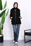 Black Hooded Zippered Modal Sweat Cardigan - 2