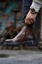 Rims brown men's leather shoes - 3