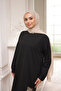 Black Crew Neck Embroidered Tunic - 2