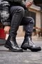 Rims Black Men's Leather Shoes - 6