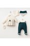 Baby Girl 5-Piece Hospital Discharge Set 100% Cotton, Emerald Green Lace Victorian Newborn Set - 3