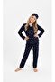 Heart and Star Patterned Long Sleeve Buttoned Front Shirt Collar Girls Pajama Set 100% Cotton - 4