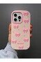 iPhone 16 Pro Yumlu Pink Bow Pattern Embossed Soft Silicone Case