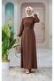 Long Hijab Dress with Belt Detail and Elastic Sleeves - 2