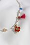 White Necklace with Clover Pendant and Pink Stars - 2