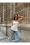 Women's White Strapless Side Slit and Gathered Body Wrap Summer Tunic Blouse - 4