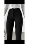 Flared High Waist Crepe Fabric Navy Blue Trousers - 6