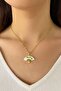 Fan Necklace Steel Gold Color with Chain - 4