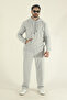 Men's Winter Fleece-Lined Kangaroo Pocket Sweatshirt Bottom Baggy Tracksuit Set - 5