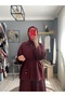 Button-Closure Elastic-Waist Shirt Trousers Two-Piece Muslin Set - Burgundy