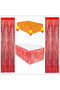 Fan Yellow and Red Tablecloth, Red Table Skirt, 2 Red Backdrops