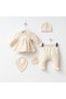 Baby Girl 5-Piece Hospital Release Outfit, 100% Cotton, Lace Collar, Bow, Hat Newborn Set Natalia Cream - 2