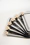 6-Piece Luxury Square Presentation Tray Set |   Stainless Steel with Gold Detail and Enamel Flower Figure 21X21 cm