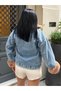 Sagi̇ Women's Cuff & Collar Fur Detailed Metal Button Cross Zipper Inside Fully Fur-Lined Denim Coat - 8