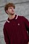 Men's Knitwear Gst Polo Collar Knitted Claret Red Oversize Knitwear Fabric - 2