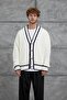 Men's Knitwear Gst Knitted Cardigan White Oversize Knitwear Fabric - XL