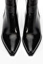 Black Wrinkled Patent Leather Pointed Toe Zippered Western Cowboy Boots - 4