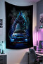 Gamer Wall Covering – Car Themed, High-Quality Fabric, Tapestry Wall Carpet