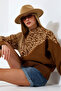 High Collar Leopard Color Block Winter Knit Sweater - 3