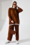 Crew Neck Shepherd Stitched Sweater and Palazzo Knitwear Top and Bottom Set