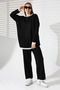 Crew Neck Shepherd Stitched Sweater and Palazzo Knitwear Top and Bottom Set - 4