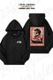 Unisex Meow Mao China Cat Meme Printed Oversized Back Printed Zip Hooded Cardigan