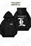 Unisex Logo L V2 Death Note Printed Oversized Back Printed Zip Hooded Cardigan