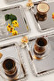 Volis Stainless Steel 6-Piece Patterned Butterfly Crystal Stone Detailed Coffee Serving Tray Silver - 4