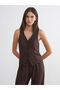 Lcw Dream Brown V-Neck Satin Women's Pajama Set - 2