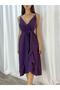 Flounce Midi Length Belted Dress 582129 Purple