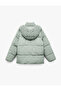 Hooded Zippered Button Detailed Pocket Comfortable Fit Quilted Puffer Jacket - 5