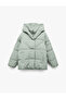 Hooded Zippered Button Detailed Pocket Comfortable Fit Quilted Puffer Jacket - 4