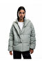 Hooded Zippered Button Detailed Pocket Comfortable Fit Quilted Puffer Jacket - 3