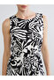 Lcwaikiki Classic Black Crew Neck Patterned Waist-Fitted Dress - 3