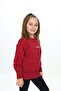 Burgundy Girls' Relax Fit Crew Neck Drop Shoulder Embroidery Printed Sweatshirt - 2 Thread - 4