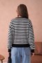 Women's Crew Neck Embroidery Detail Oversized Striped Knitwear Sweater - 5