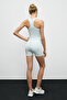 Movexa Women's Flexible and Soft Textured Round Neck Gathered Front Halter Back Gray Bustier - 6