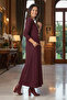 Burgundy Slimming Tok Combed Cotton Dress with Hidden Pockets - 3