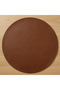 6-Person 12-Piece Brown Round Leather American Placemat 33X33 Cm-Easy to Wipe Clean Placemat