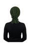 Luxury Pleated Khaki Ready-To-Wear Turban Hijab with Chiffon Floral Detail on the Back, Suitable for Medical Use - 4