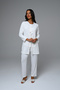 Women's Ecru Special Design Lace Detailed Long Sleeve Stylish Maternity Pajama Set 3-Piece Set - 7