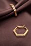 White Jewelled Quadrilateral Gold Hoop Earrings - 3