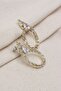 Trapezoidal Stone Gold Color Evening Dress Earrings - 2