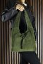 Khaki Genuine Cowhide Suede Tasseled Magnetic Closure Medium Size Daily Shoulder Bag - 5