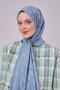 Petrol Blue Geometric Pattern Jacquard Shawl - 3