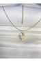 Four-Leaf Clover Steel Necklace with Pearlescent Zircon Stone, Tarnish-Resistant Steel, Lucky Gift - 2
