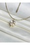 Four-Leaf Clover Steel Necklace with Pearlescent Zircon Stone, Tarnish-Resistant Steel, Lucky Gift - 4