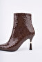 Women's Heeled Boots Snake Pattern Patent Leather Pointed Toe 9.5 cm Thin Heel Winter Stylish Modern Design - 6