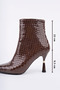 Women's Heeled Boots Snake Pattern Patent Leather Pointed Toe 9.5 cm Thin Heel Winter Stylish Modern Design - 4
