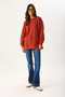 Women's Crew Neck Side Slit Regular Fit 3 Thread Sweatshirt 100% Cotton - Tile